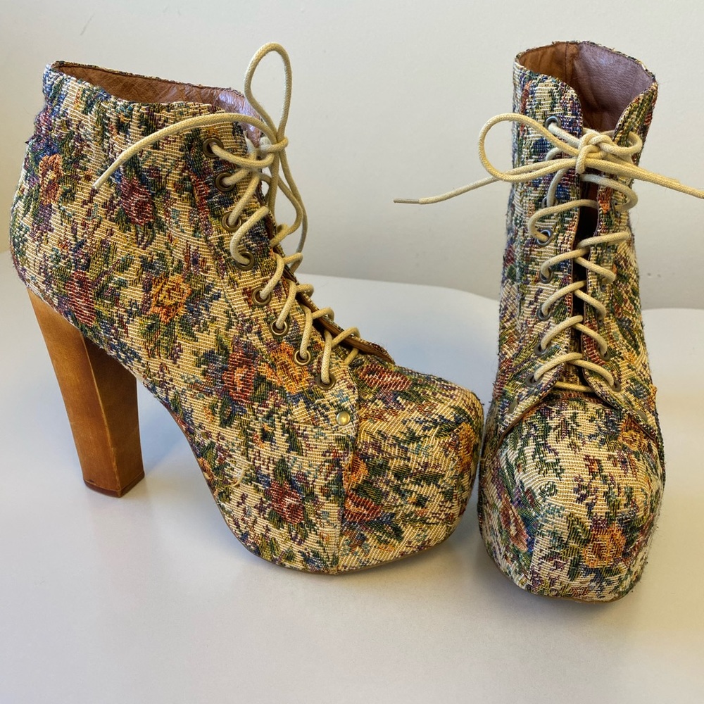Jeffrey Campbell floral tapestry Lita boot